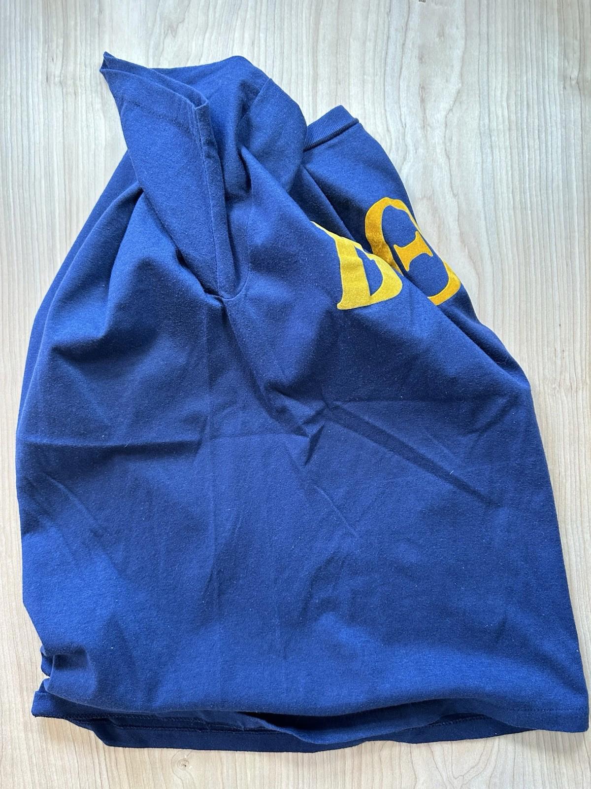 vintage sportswear single stitch 1980's fraternity T SHIRT college navy blue