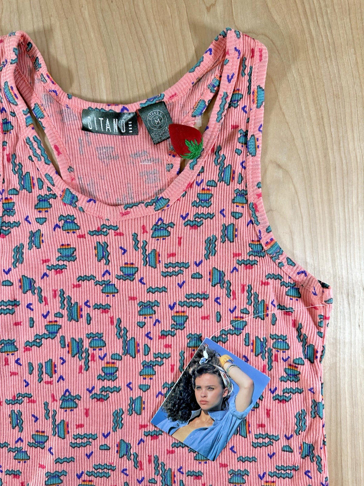 vintage 1987 GITANO printed TANK TOP deadstock WITH TAGS medium NEW WAVE punky