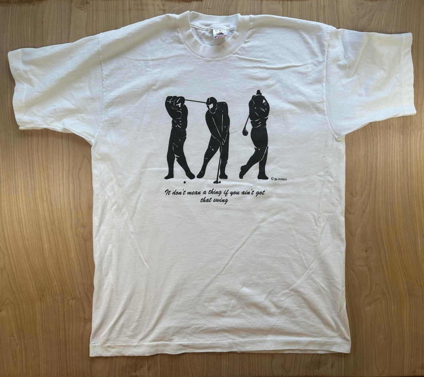 vintage 90'S GOLF T SHIRT aint got that swing FRUIT OF THE LOOM de amicis art