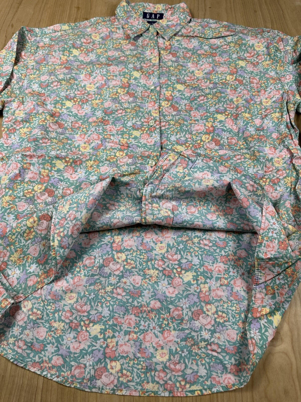 vintage 90's GAP floral BLOUSE lightweight COTTON small COUNTRY preppy BUTTON UP
