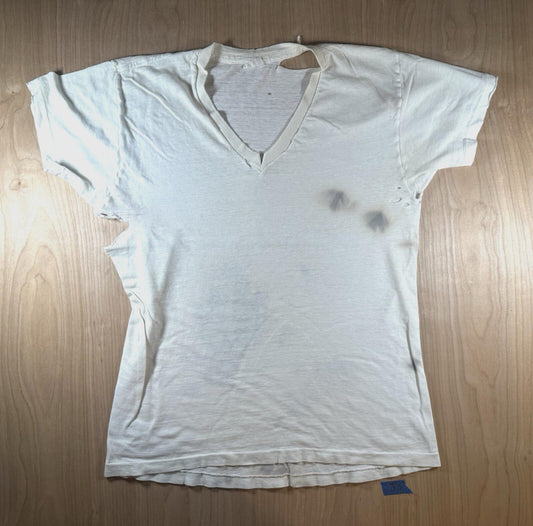 vintage 60's JOCKEY UNDERSHIRT v neck SHREDDED worn PATINA torn MEDIUM j5