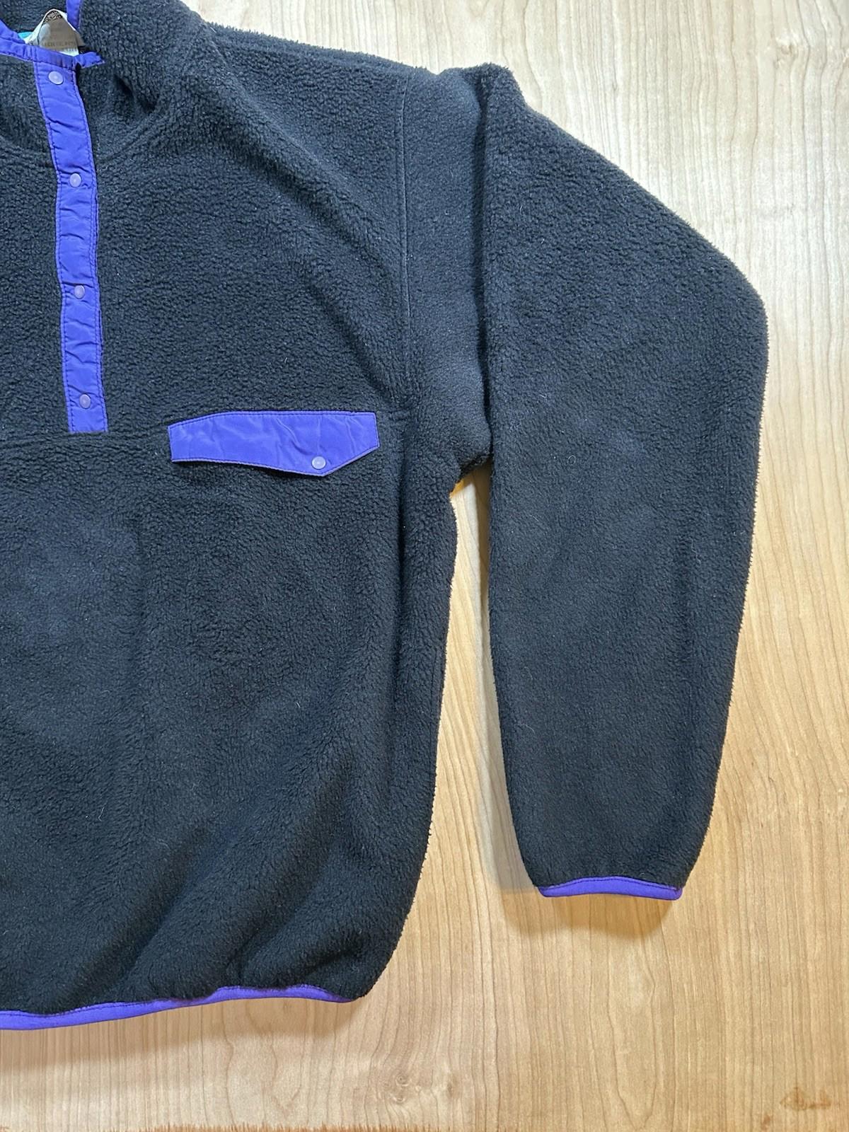 vintage 1980's EASTERN MOUNTAIN SPORTS fleece pullover BLACK womans purple MED