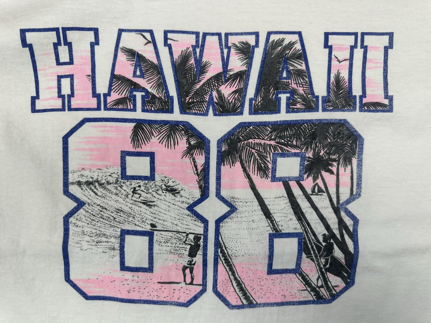 vintage 1988 HAWAII surfing T SHIRT tourist BEACH WARE skateboarding SMALL white