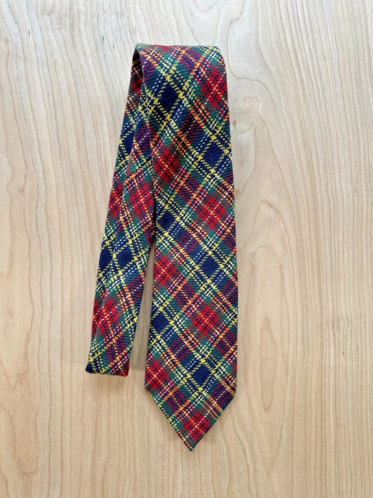 vintage 1980 plaid wool tie BEAUTIFUL rumson roulette hand made preppy classic
