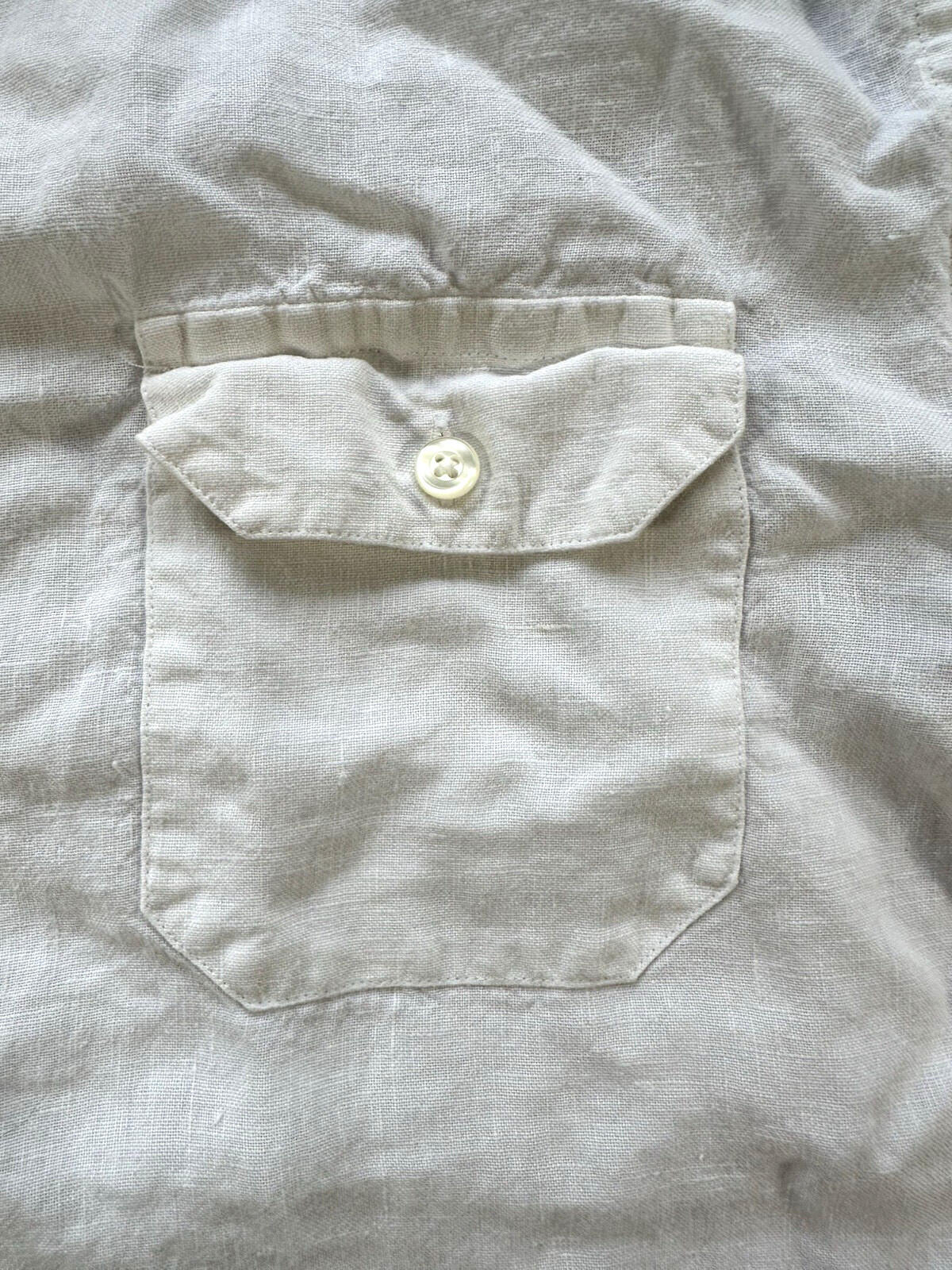 vintage 90's LINEN button up shirt MENS large pockets SUMMER gorp CLAIBORNE