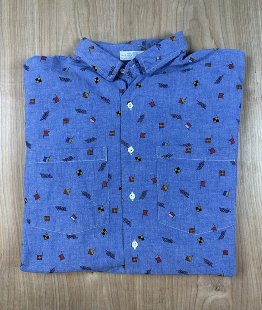 vintage 80's CHAMBRAY nautical theme BUTTON DOWN xtra large CREGOS stone harbor