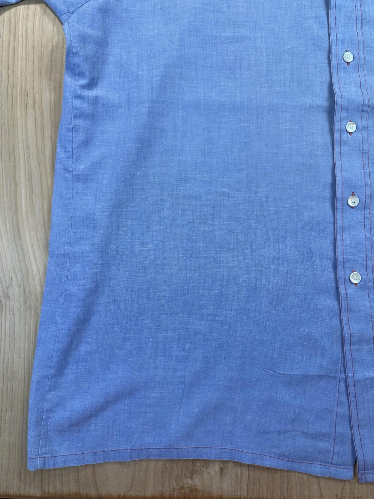 vintage 70's CHAMBRAY king size label BIG & TALL contrast red stitching TRUCKER