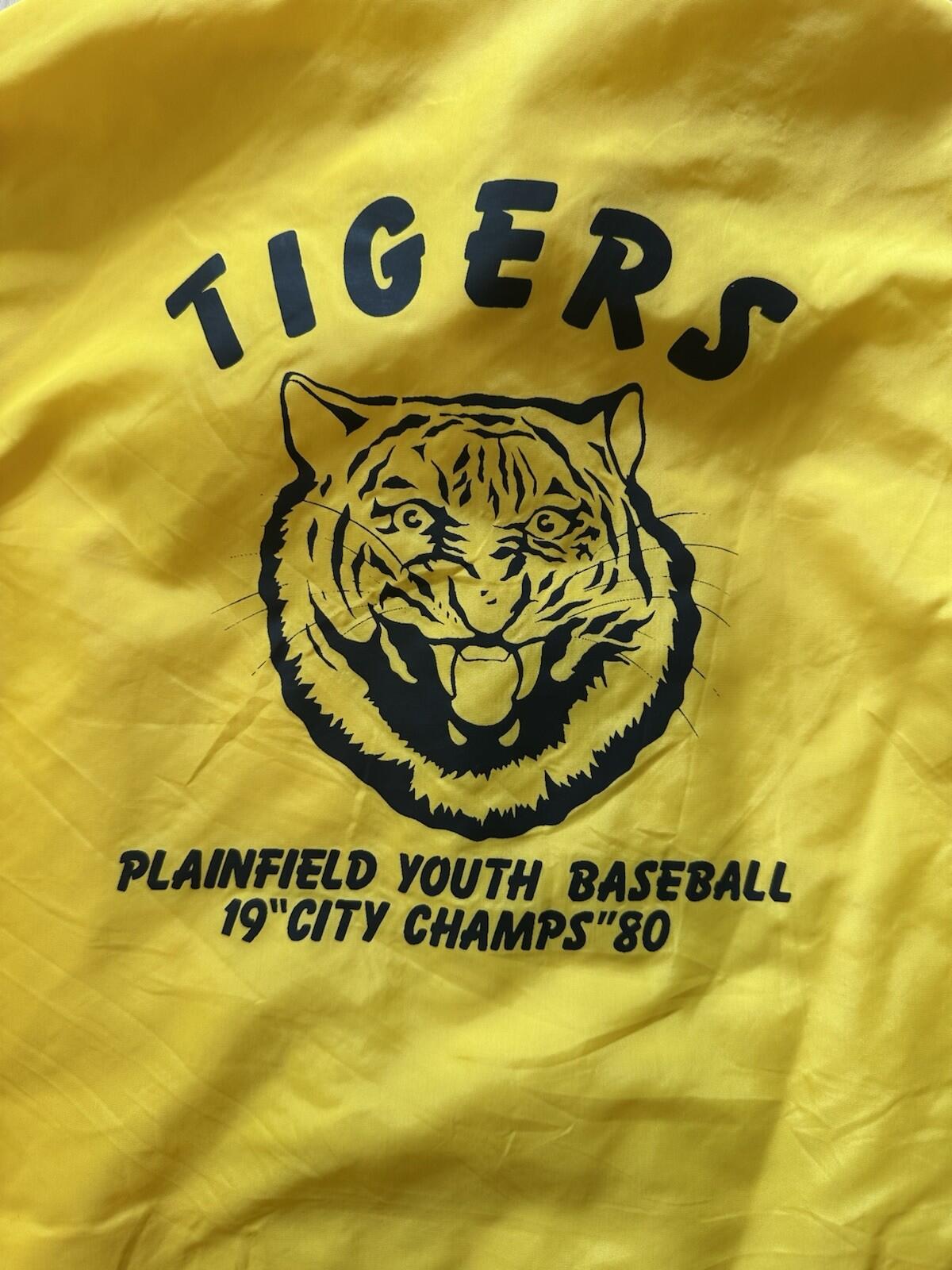 vintage 80's WINDBREAKER yellow TIGERS 1980 city champs SMALL skate PUNK indie