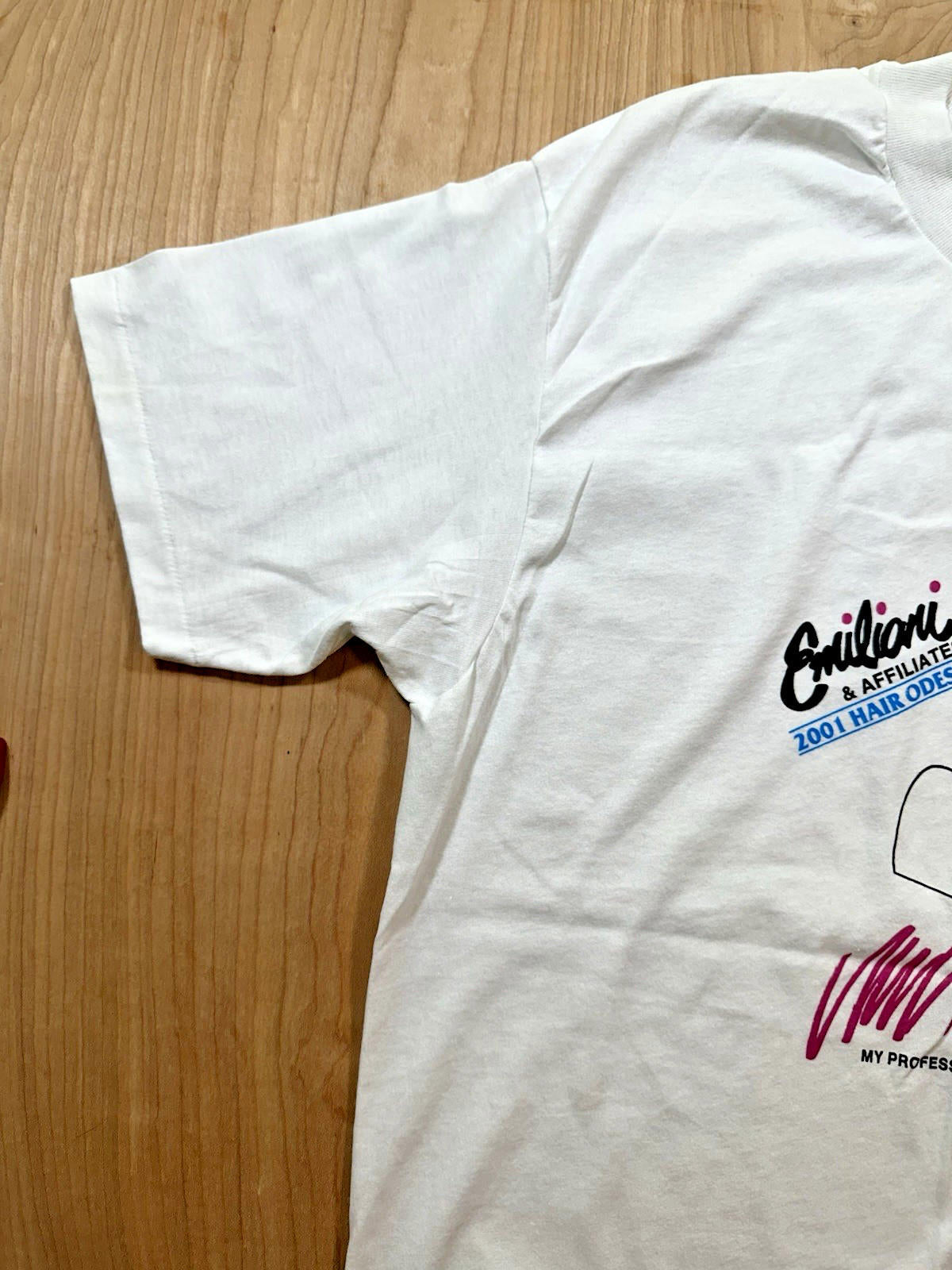 vintage 1989 SALON T SHIRT beauty EMILIANI womens PUNKY new wave PINK video girl