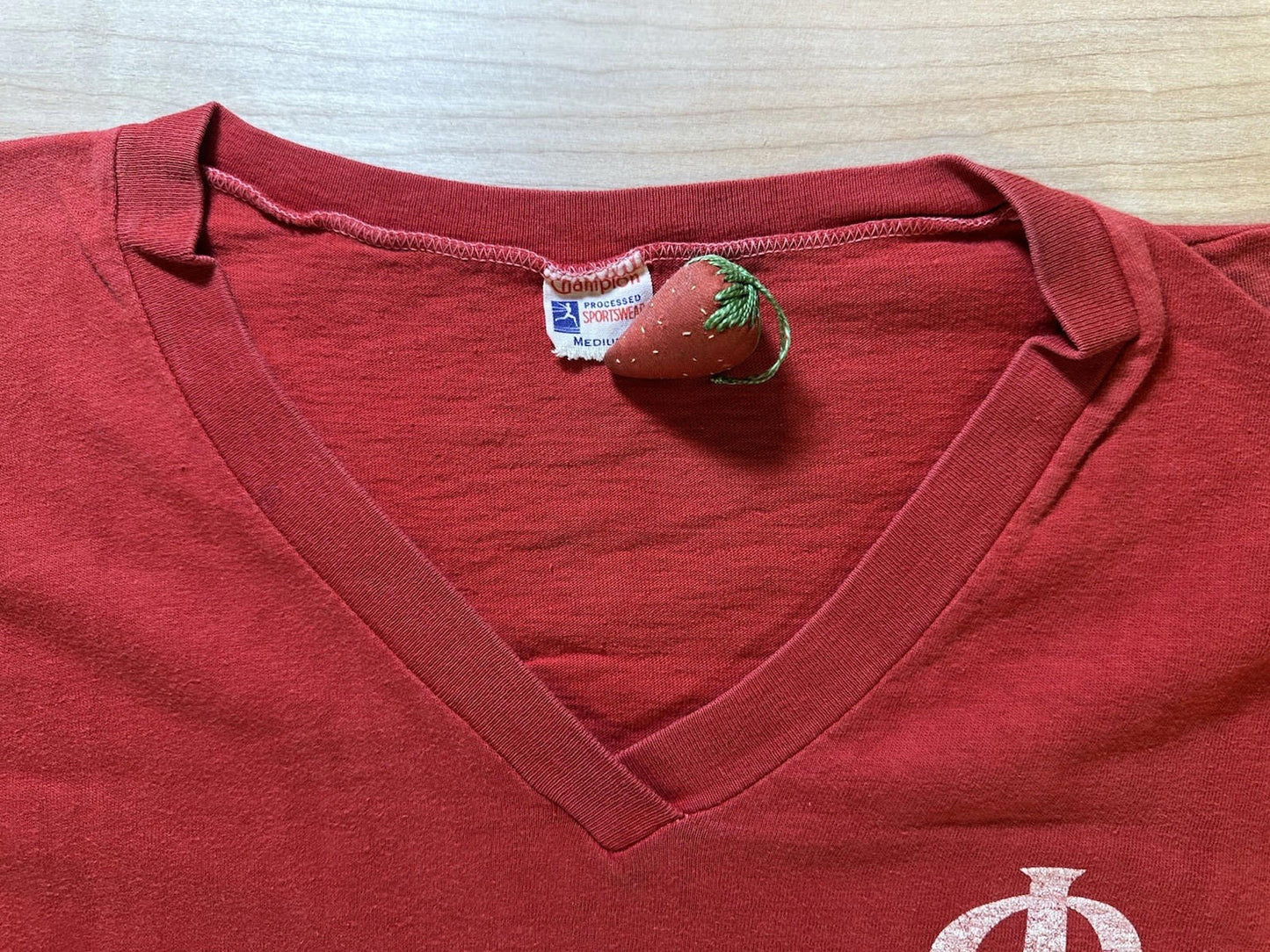 true vintage 1950's CHAMPION sleep shirt PHI SIGMA KAPPA amherst u RED medium
