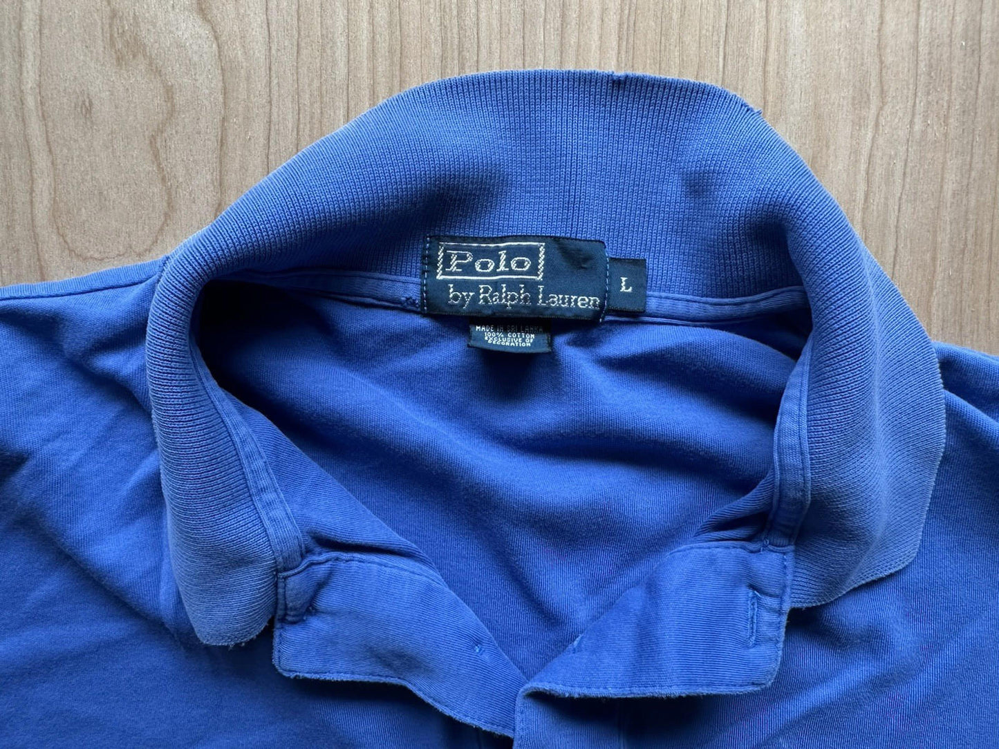 vintage 90's POLO shirt RALPH LAUREN sky blue WORN faded BROKEN IN frayed SOFT
