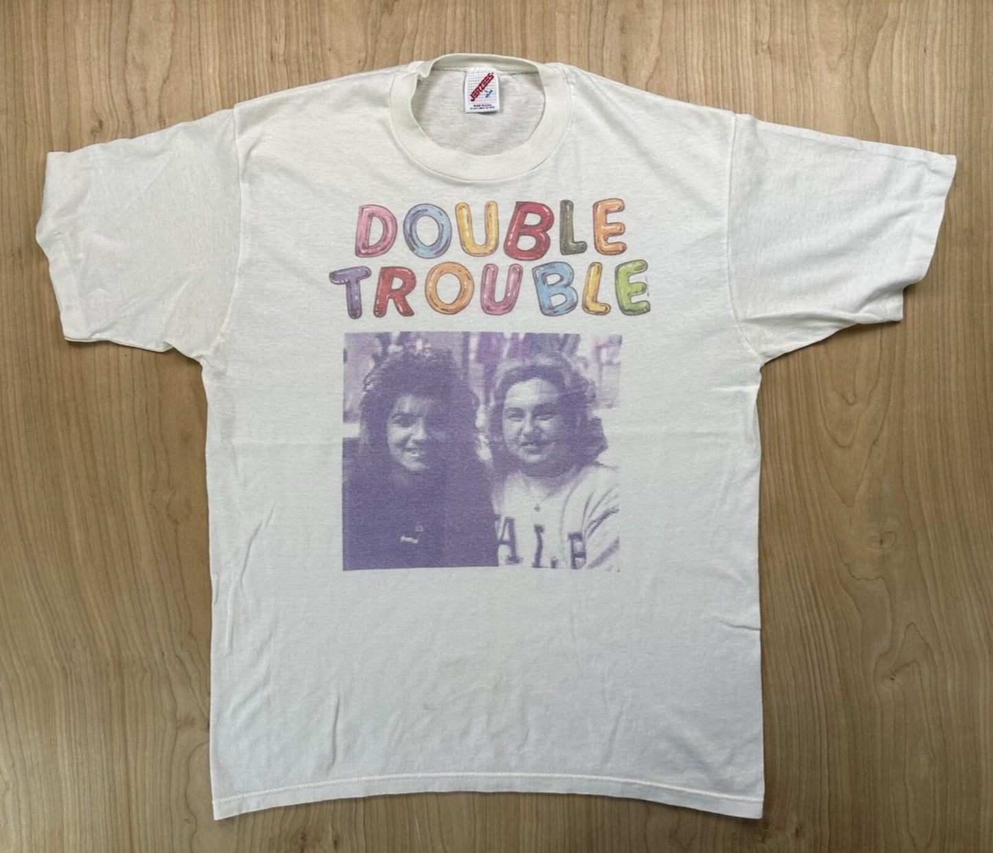 vintage 1980's DOUBLE TROUBLE computer printed graphics T SHIRT jerzees USA