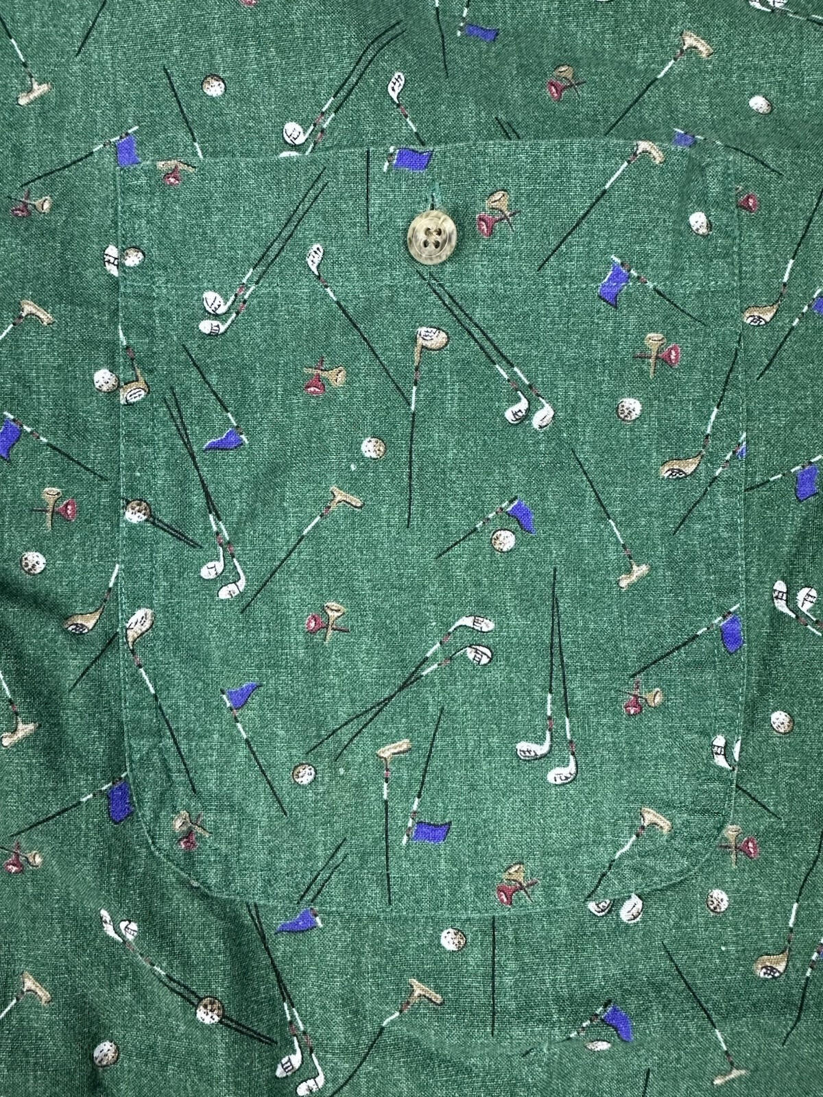 vintage 90's CHAPS RALPH LAUREN button down ALL OVER GOLF PRINT cotton XL green