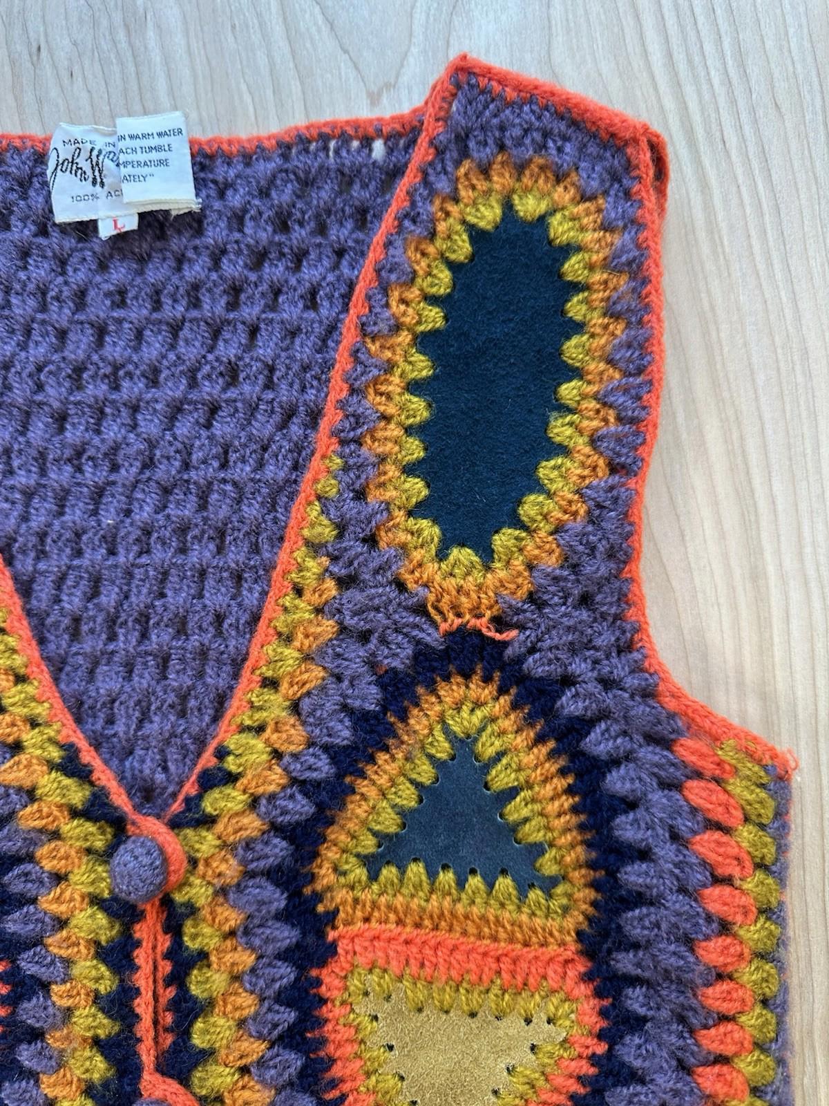 vintage 1960's CROCHET VEST hippy CHILDRENS boho JOHN WANAMAKER amazing LOOKY