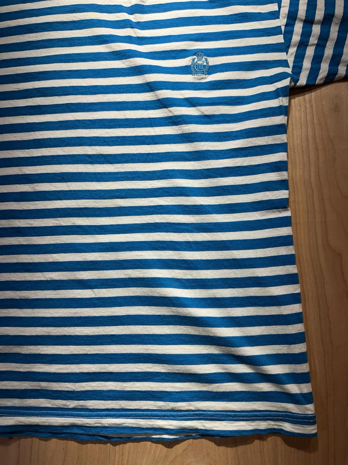 vintage 80's BUGLE BOY striped T SHIRT cotton LARGE preppy PUNK blue and white