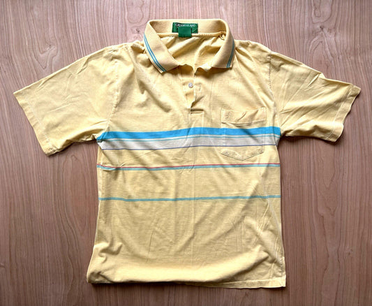 vintage PENGUINE munsingwear POLO pocket YELLOW striped prep golf indie rock