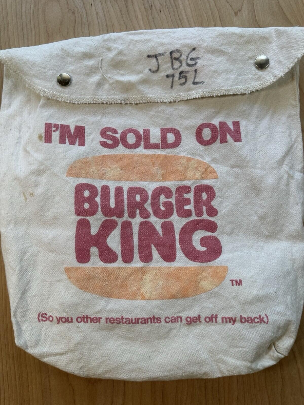 vintage BURGER KING promo canvas BACKPACK 1980 indie rare