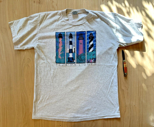 vintage 90's FLORIDA LIGHTHOUSE T SHIRT single stitch preppy LARGE nautical