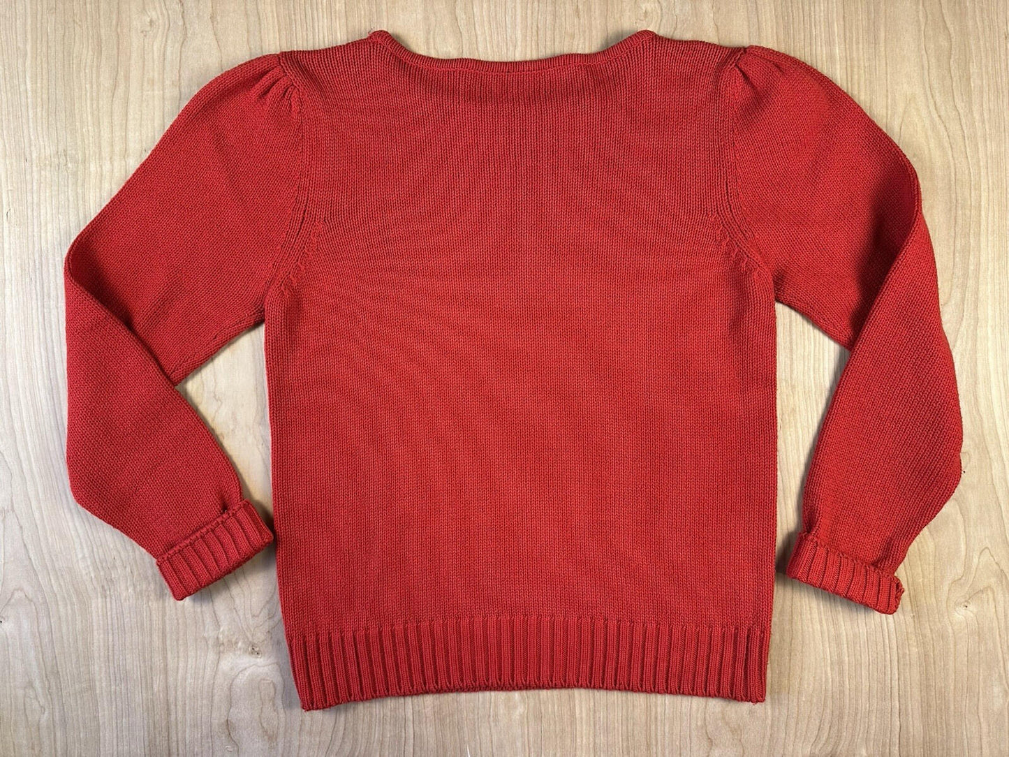vintage 1980's CAT SWEATER handmade PUFFY SLEEVE red WHITE KITTY valley girl WOW