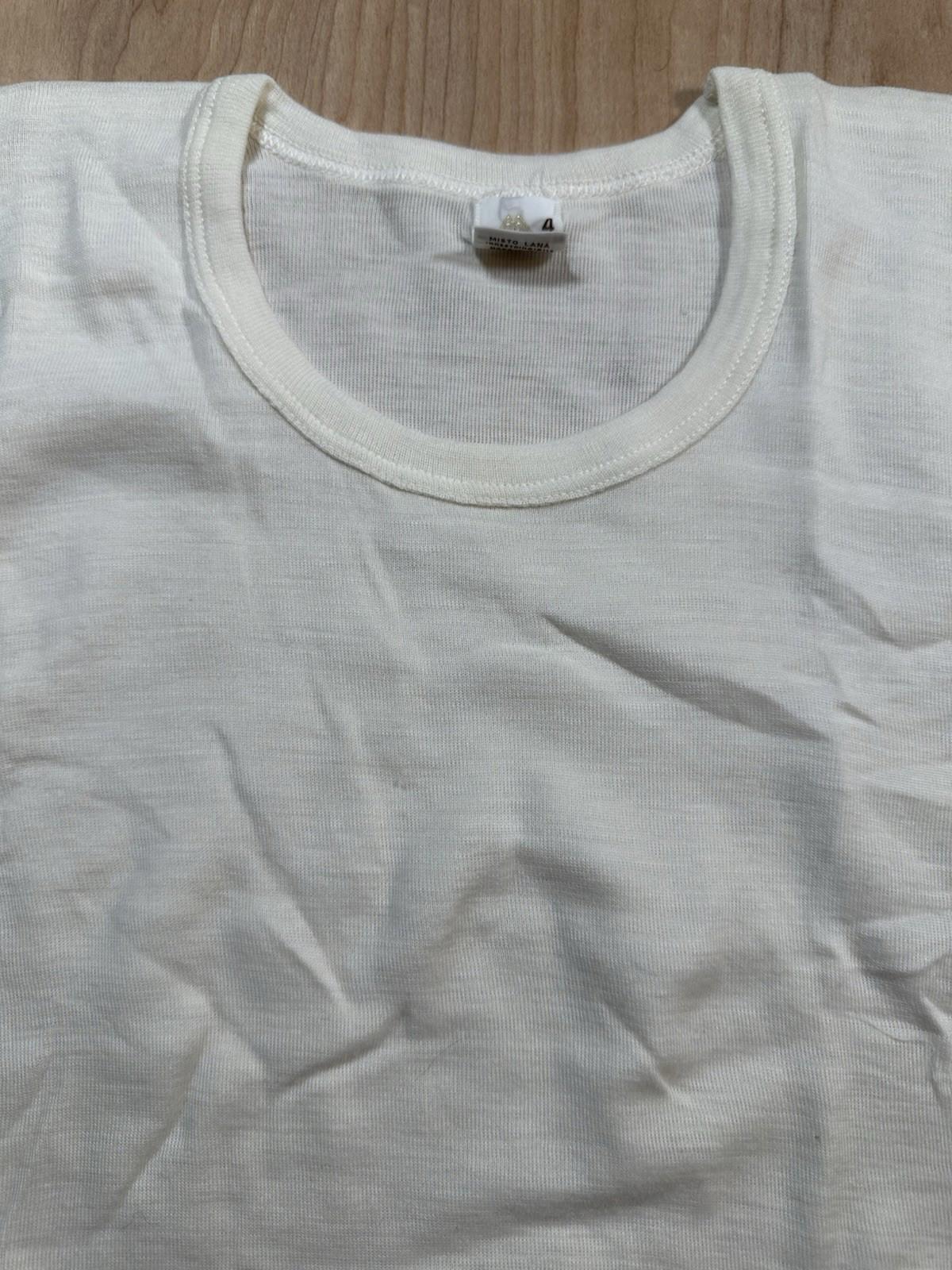 vintage 80's MAMABU wool blend SHORT SLEEVE UNDERSHIRT italian WHITE medium NEW