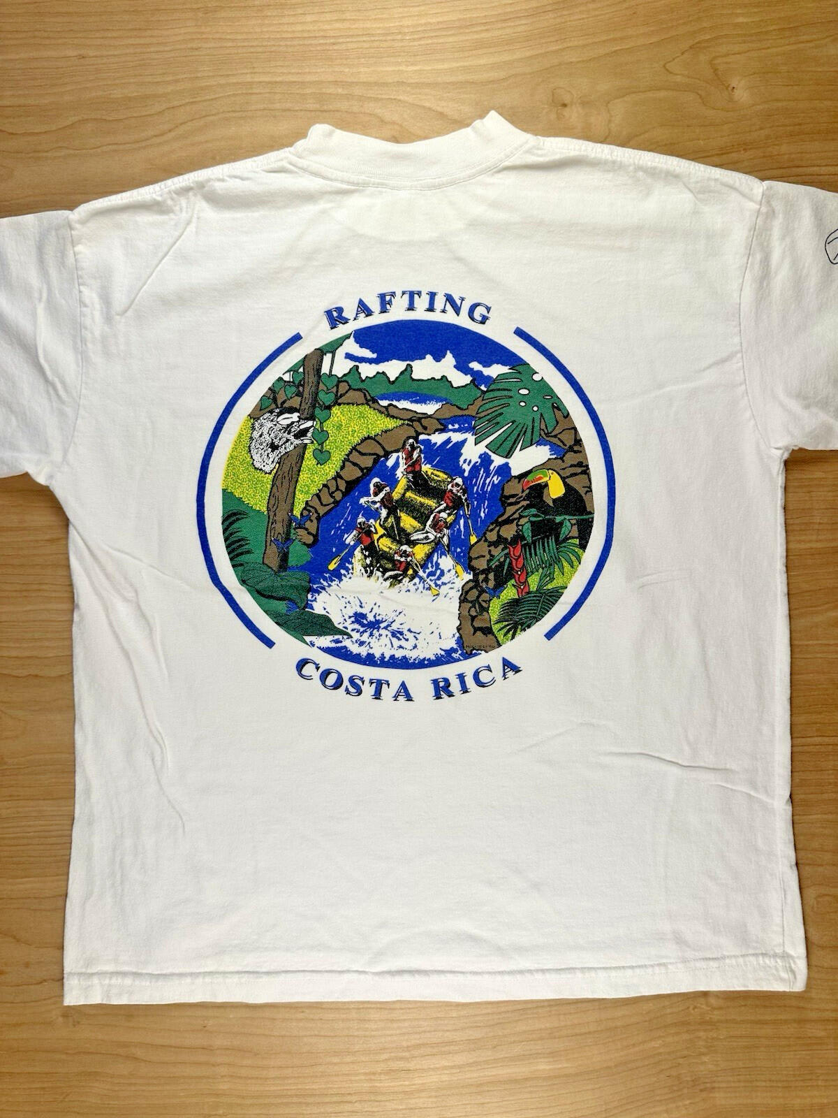 vintage 90's COSTA RICA whitewater RAFTING t shirt AMAZING PRINT tourist LARGE