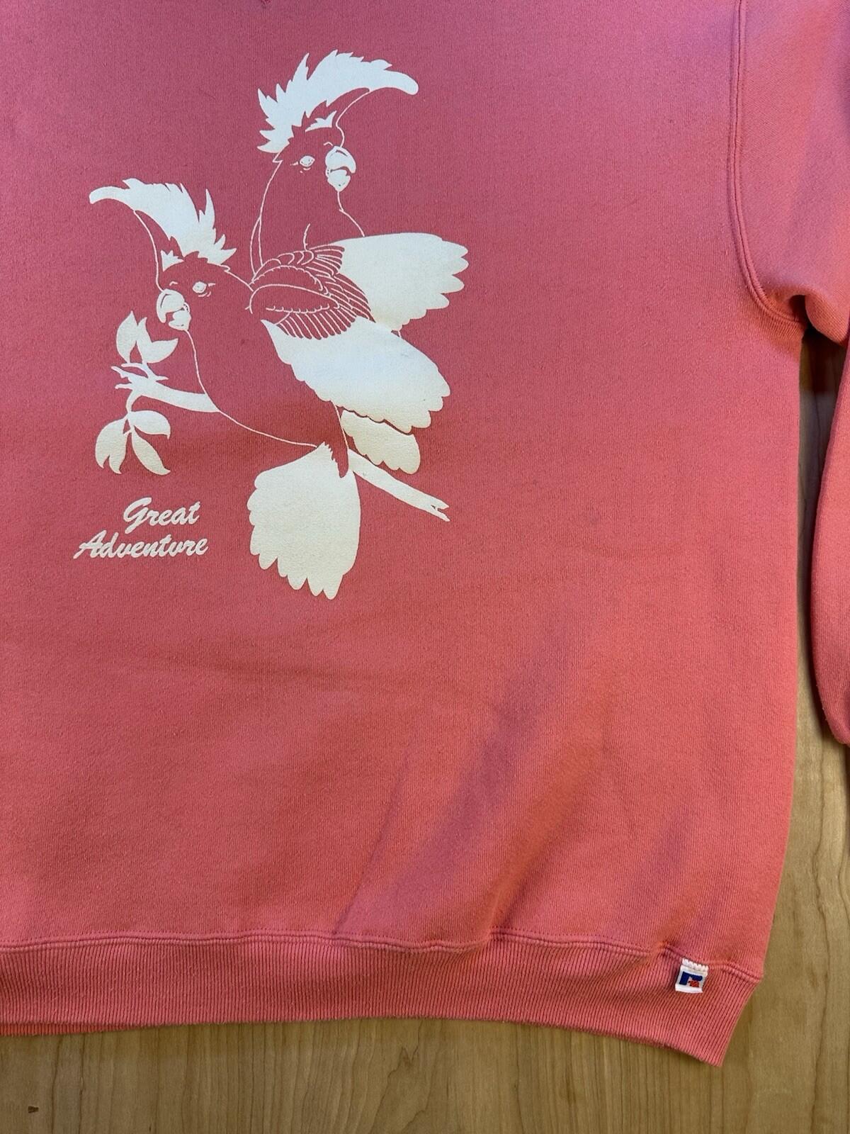vintage 80's GREAT ADVENTURE sweatshirt RUSSELL ATHLETIC USA made XXL pink