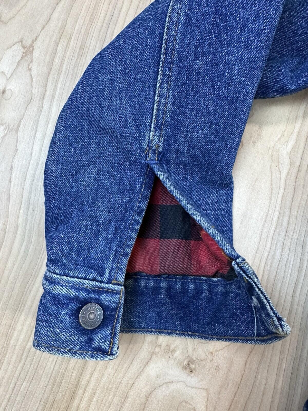 vintage 90's GAP denim jacket BUFFALO PLAID lined COUNTRY preppy MEDIUM