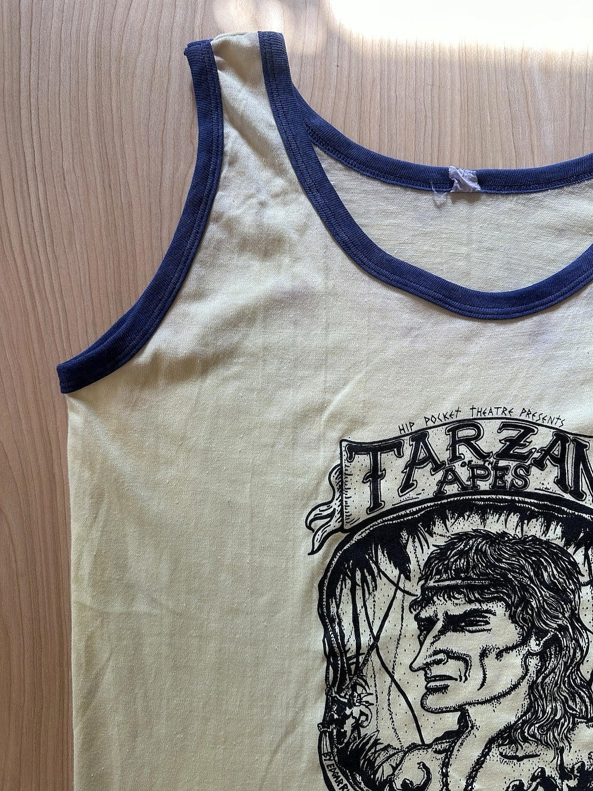 vintage 1988 TARZAN TANK TOP ringer T shirt SINGLE STITCH must see YELLOW faded