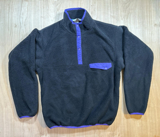 vintage 1980's EASTERN MOUNTAIN SPORTS fleece pullover BLACK womans purple MED