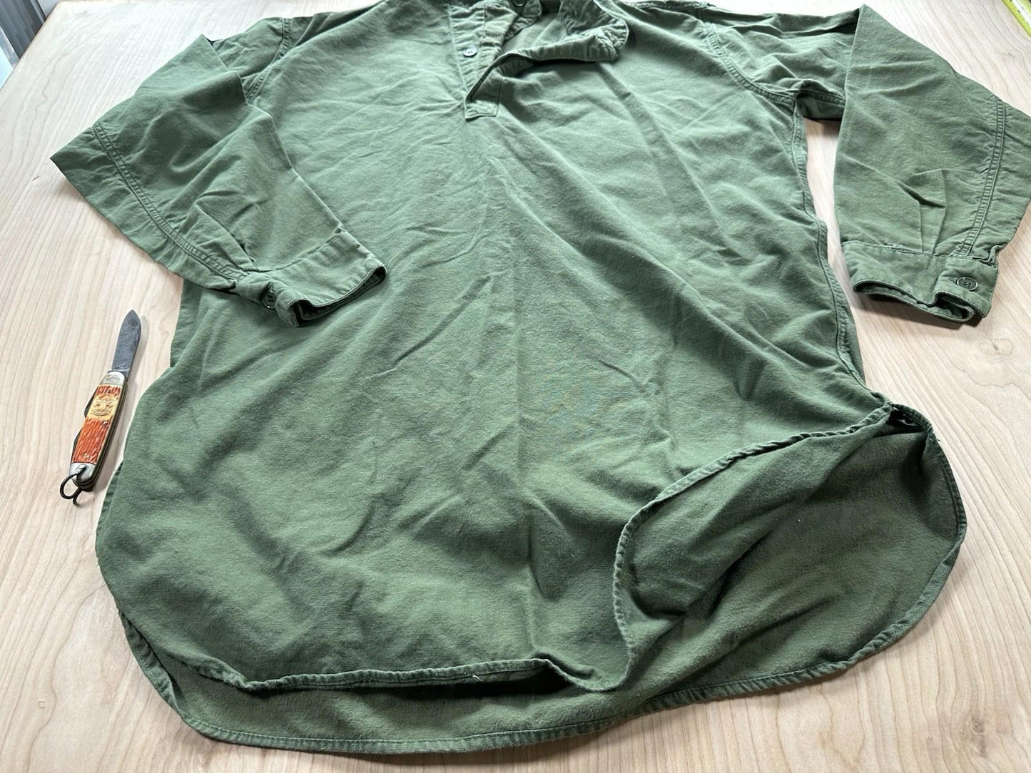 vintage military longsleeve POPOVER large PREPPY gorpcore MANDARIN type collar