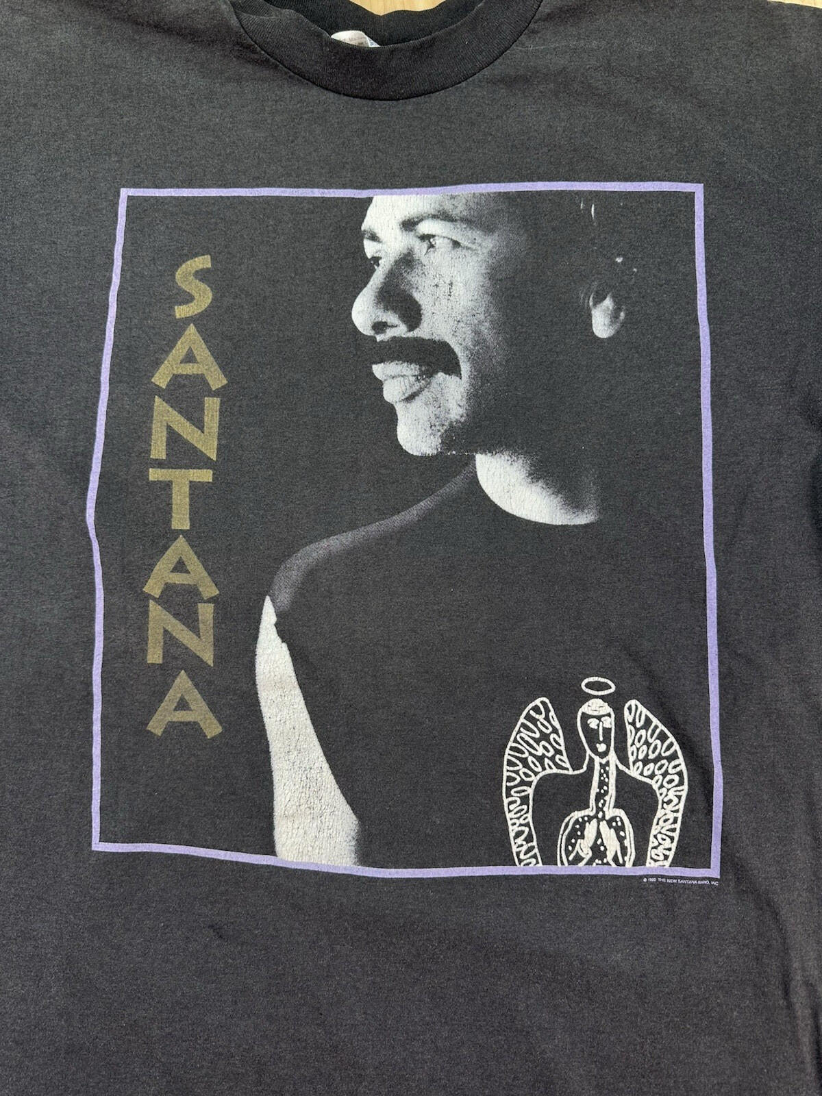 vintage 90's SANTANA TOUR 1990 t shirt BLACK extra large HANES 50/50