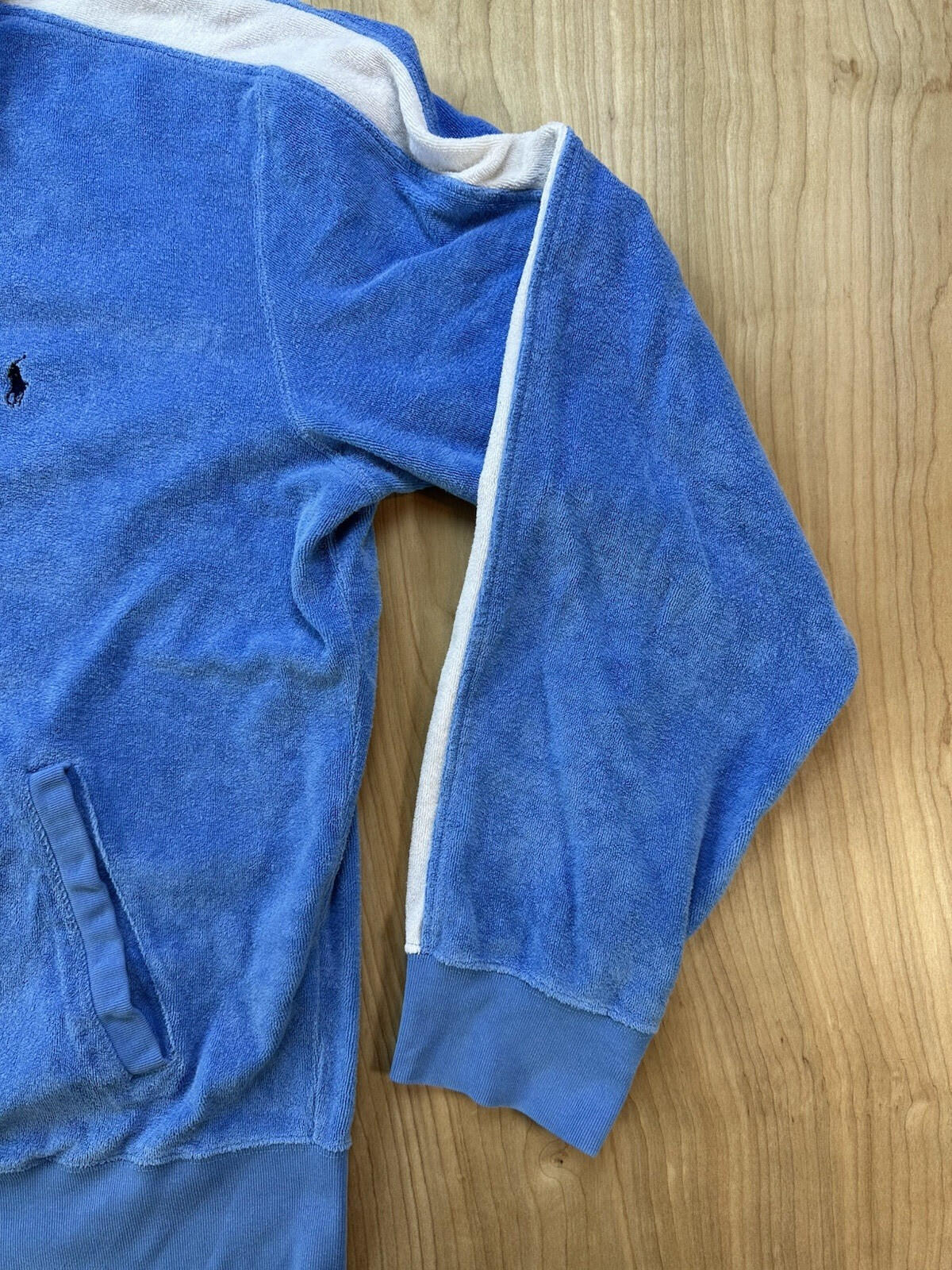 vintage 80's POLO RALPH LAUREN terry cloth ZIP UP SWEATSHIRT JACKET large STRIPE
