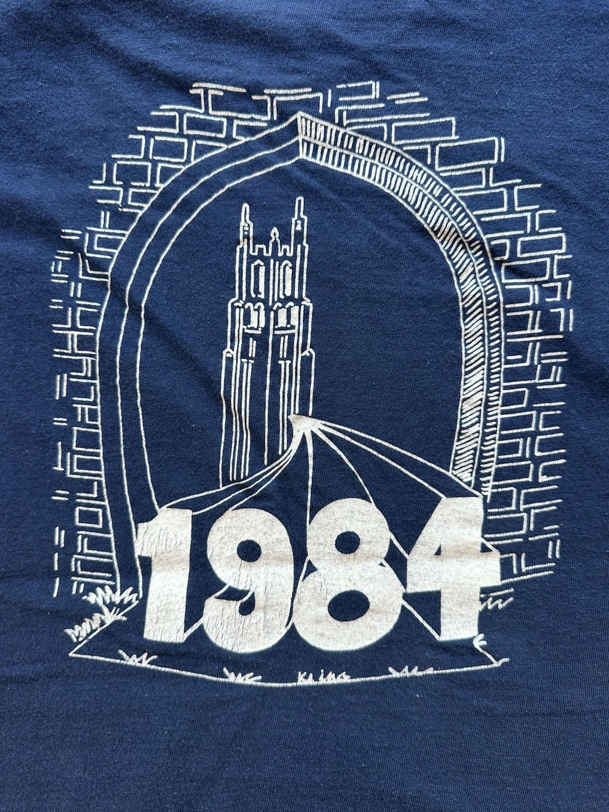 vintage 1984 DUKE UNIVERSITY fruit of the loom BLANK medium PUNK indie BLUE prep