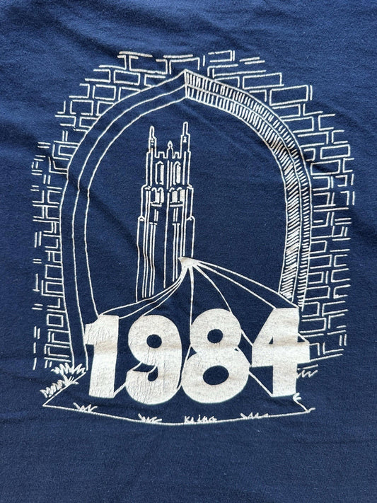vintage 1984 DUKE UNIVERSITY fruit of the loom BLANK medium PUNK indie BLUE prep
