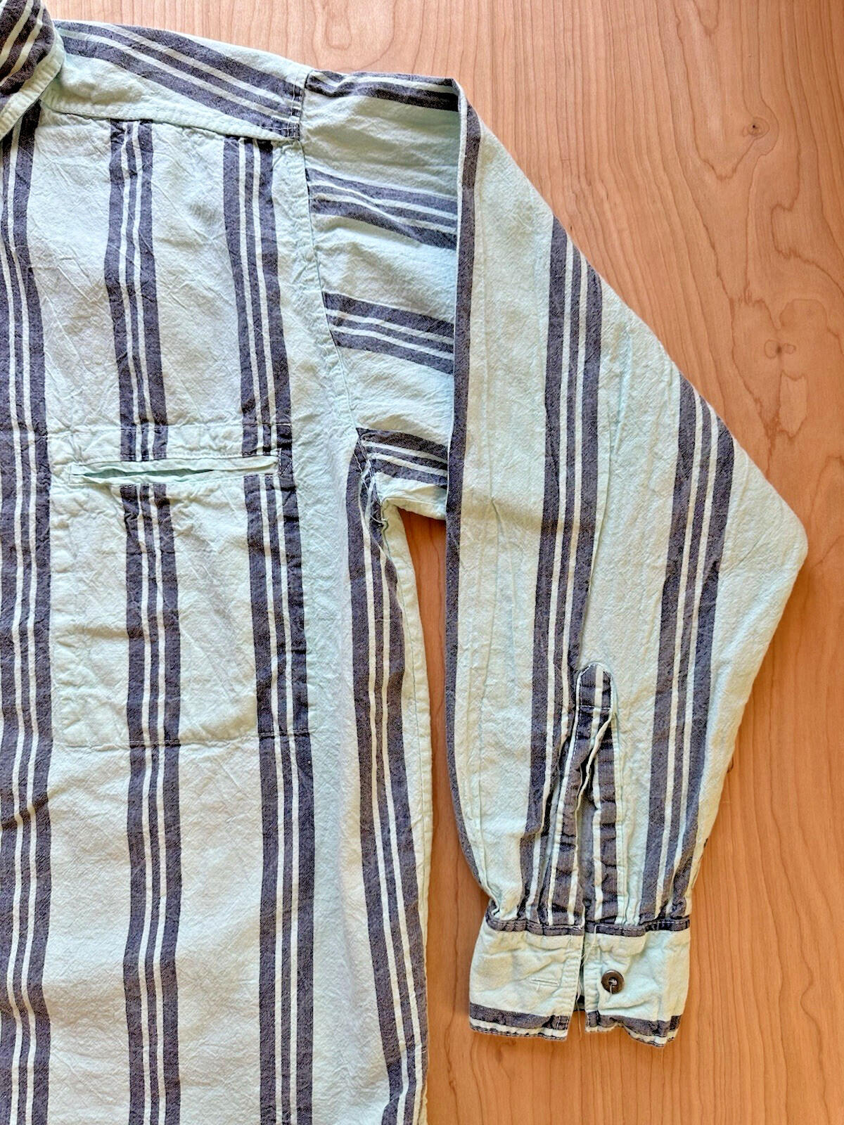 vintage SANTANA COLLECTION western BUTTON UP teal stripe LONG SLEEVE medium