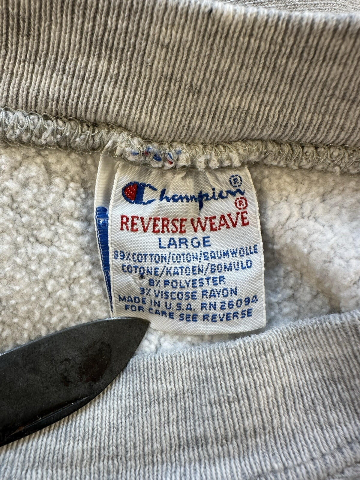 vintage 90's CHAMPION reverse weave SWEATSHIRT gray PROVIDENCE R.I. preppy LARGE