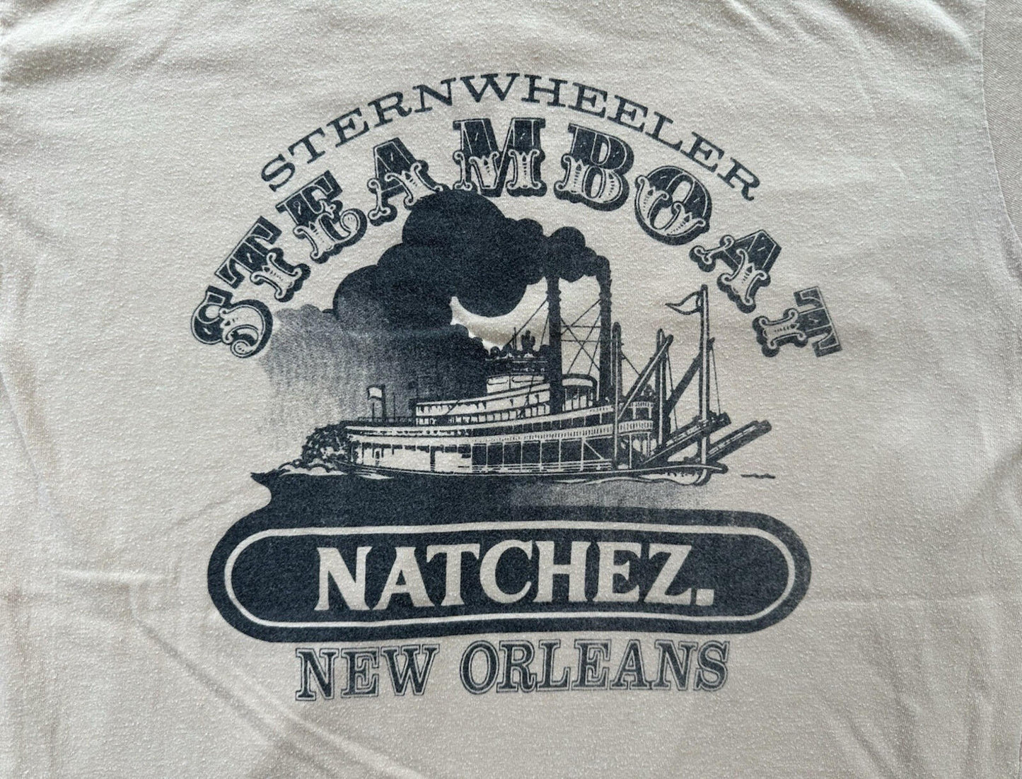 vintage 70's STEAMBOAT shirt NEW ORLEANS natchez LARGE pocket 2 sided RARE
