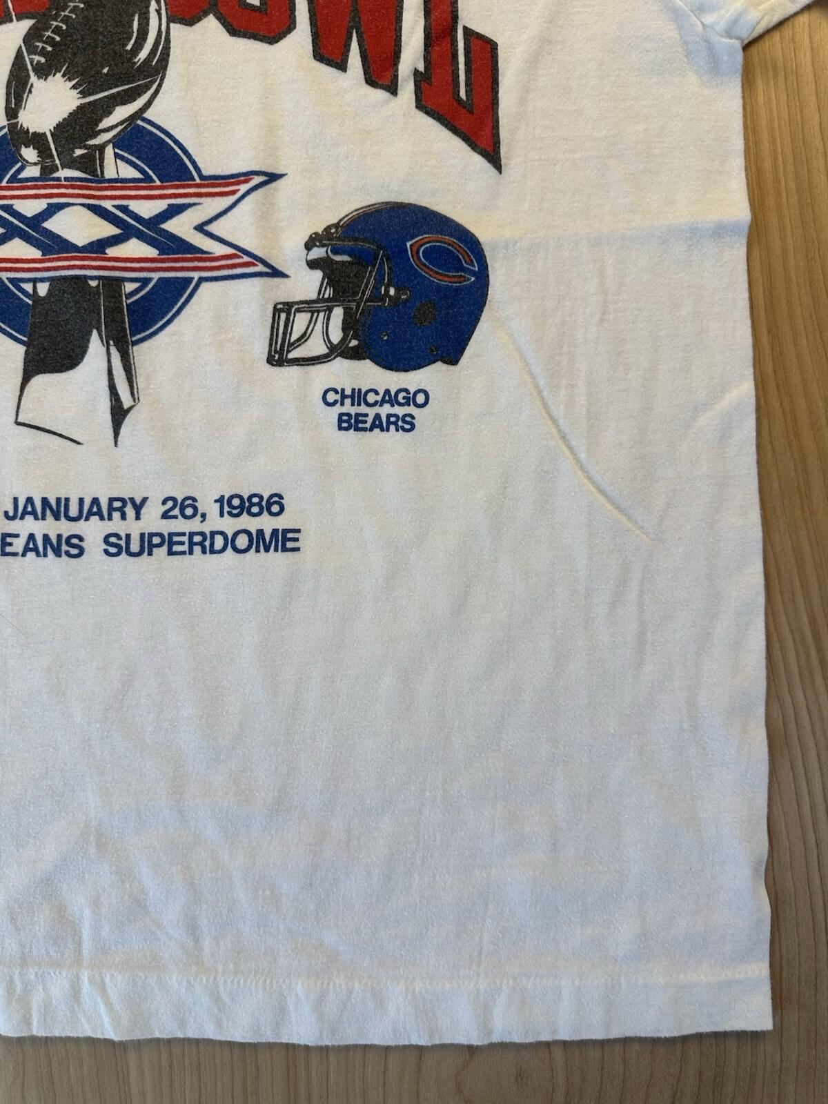 vintage 1986 SUPER BOWL t shirt PATRIOTS football BEARS screen stars MADE IN USA