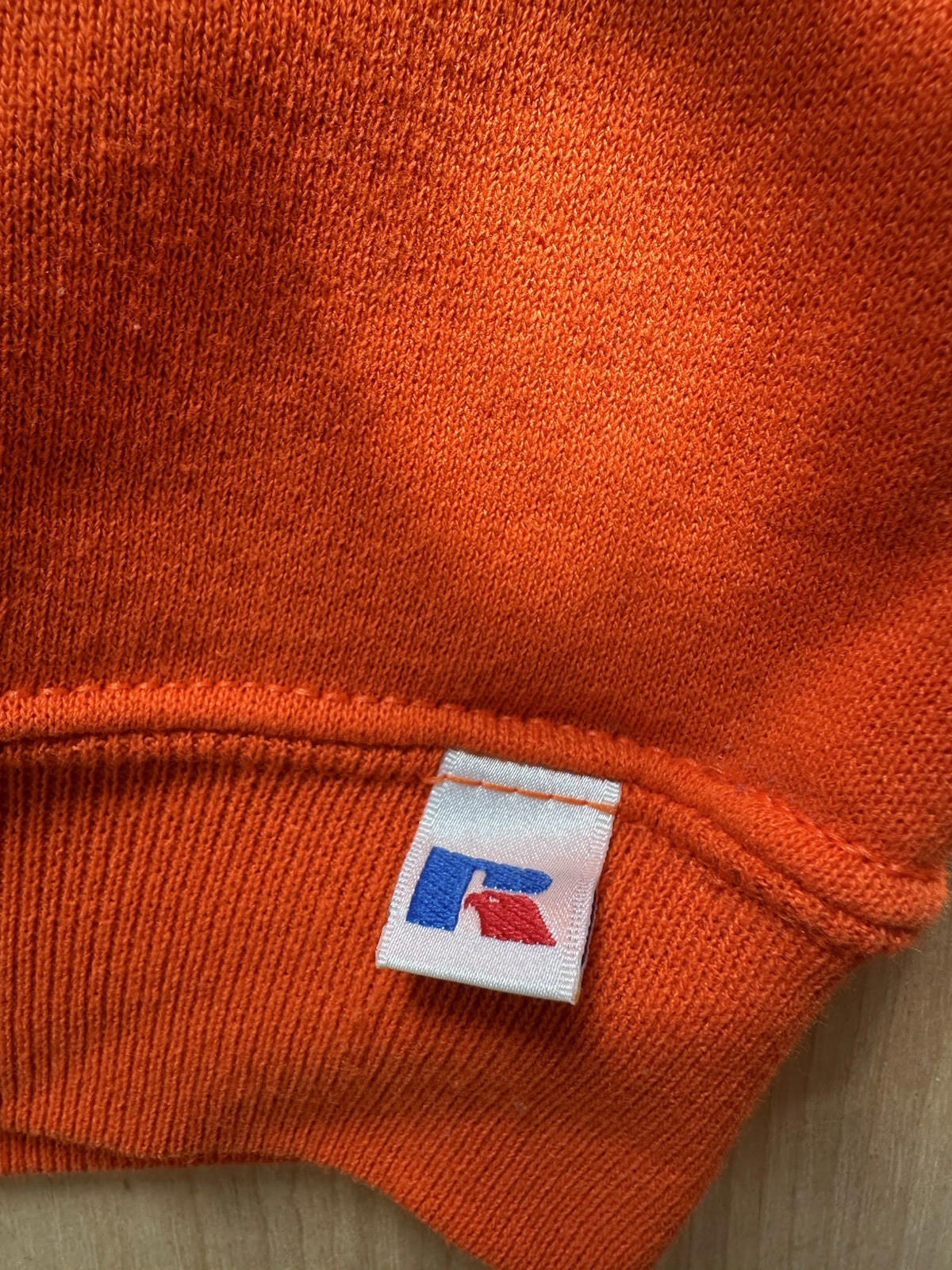 vintage 90's RUSSELL athletic ORANGE pullover sweatshirt size MEDIUM