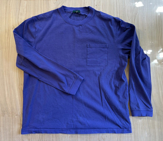purple long sleeve 90's J CREW oarsman XL T SHIRT pocket t prep sporty COTTON