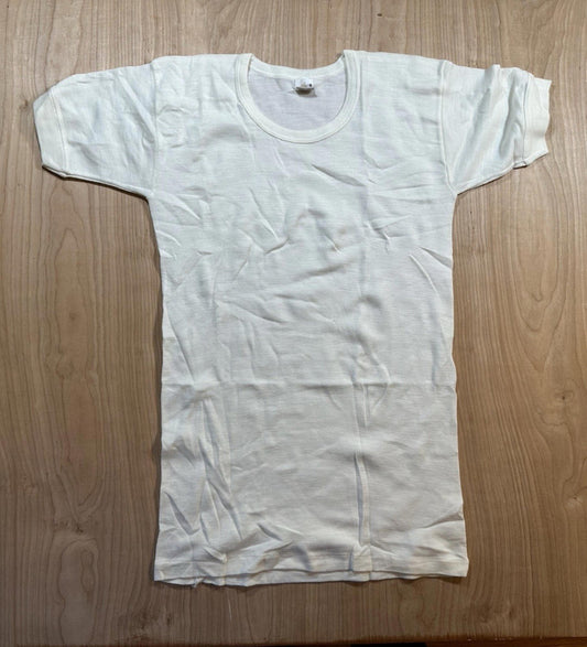vintage 80's MAMABU wool blend SHORT SLEEVE UNDERSHIRT italian WHITE medium NEW