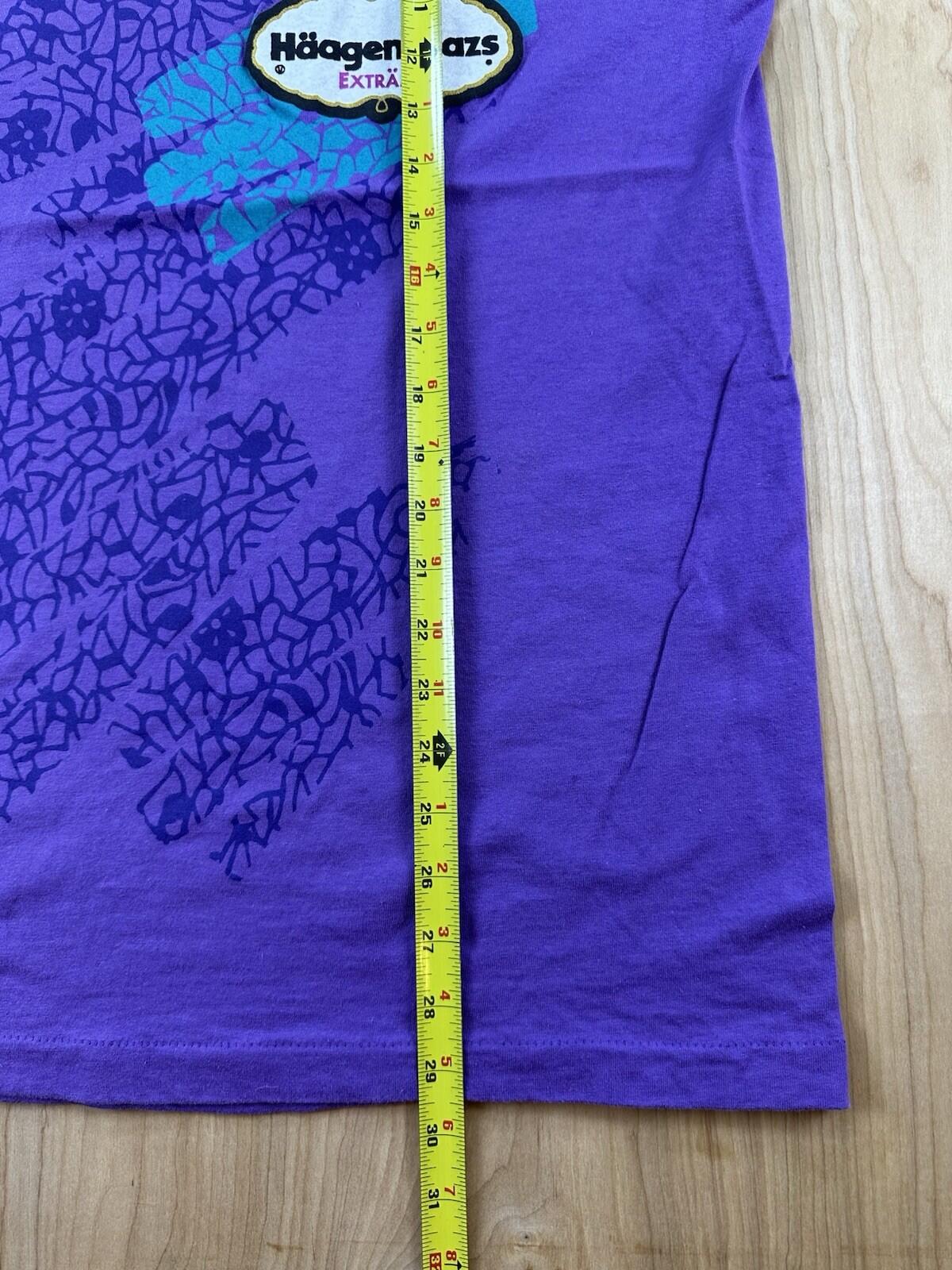 vintage 90's HAAGEN-DAZS ice cream T SHIRT purple COTTON usa made TEAL size LARG