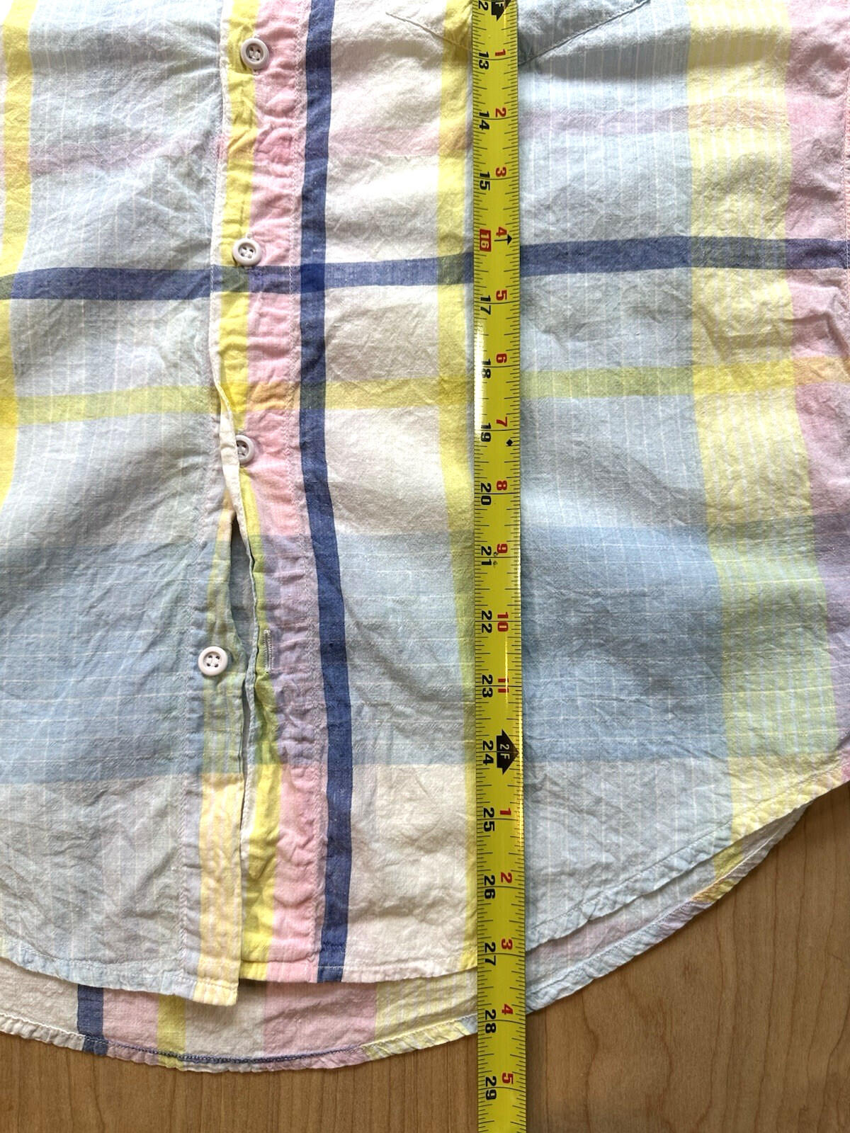 vintage 80's-90's SUMMER PLAID button up SHORT SLEEVE collar MADRAS preppy