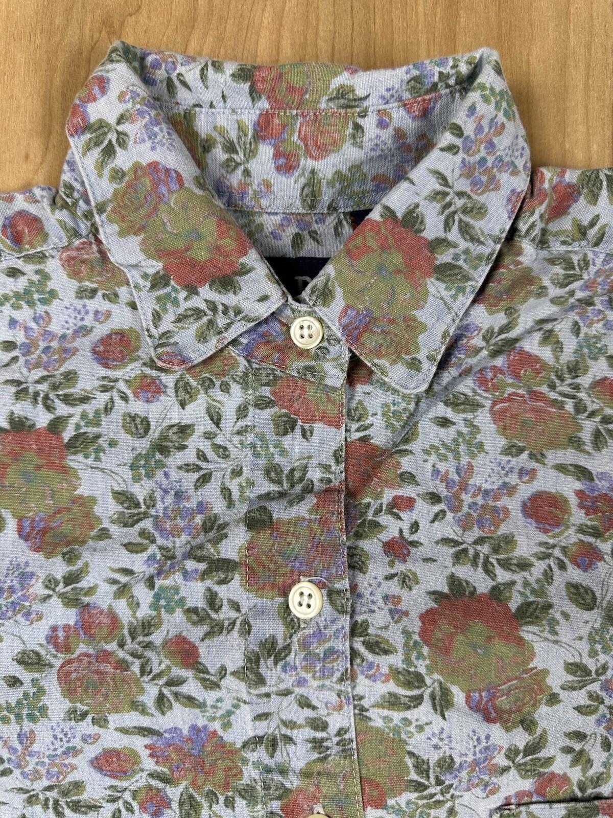 vintage 80's GAP floral blouse BUTTON DOWN cotton SMALL pocket PREPPY country