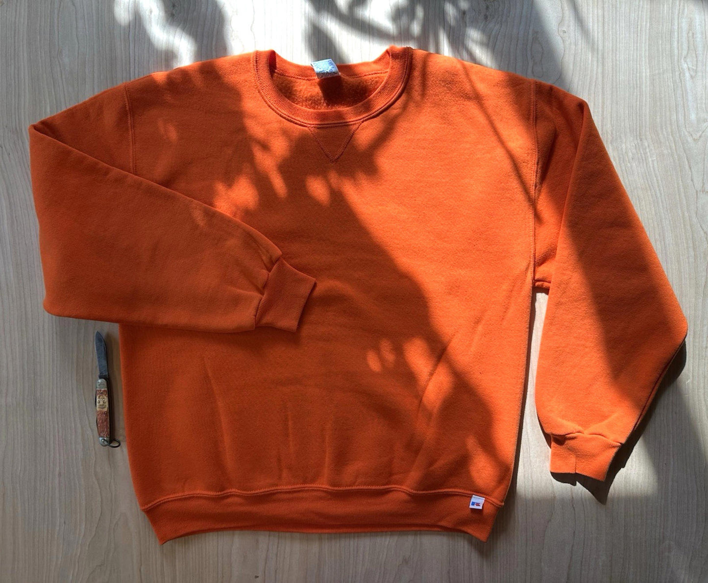 vintage 90's RUSSELL athletic ORANGE pullover sweatshirt size MEDIUM