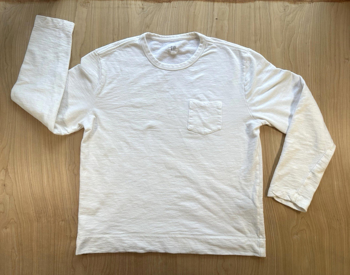 vintage GAP lightweight SWEATSHIRT longsleeve POCKET white LARGE all COTTON