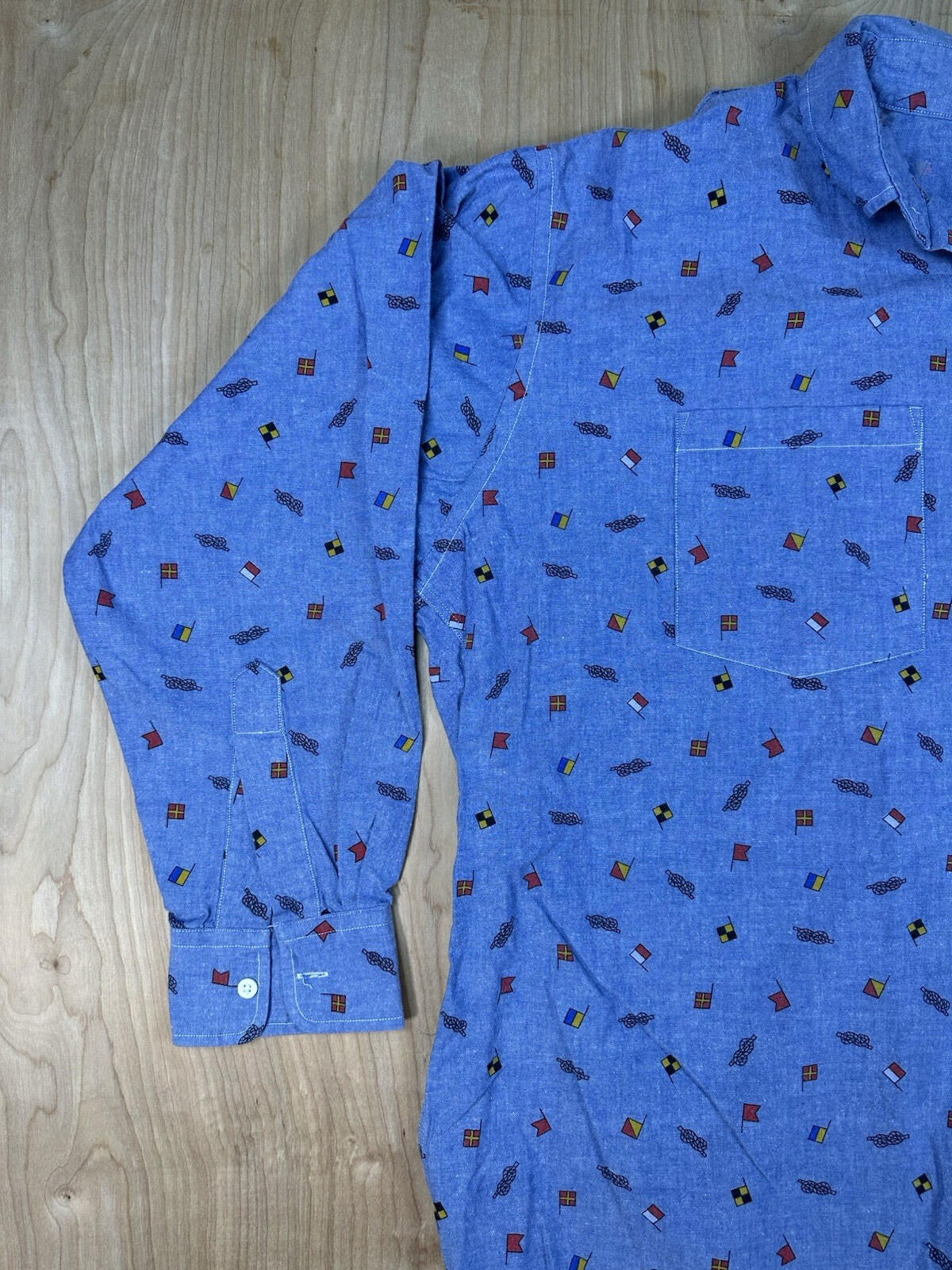 vintage 80's CHAMBRAY nautical theme BUTTON DOWN xtra large CREGOS stone harbor