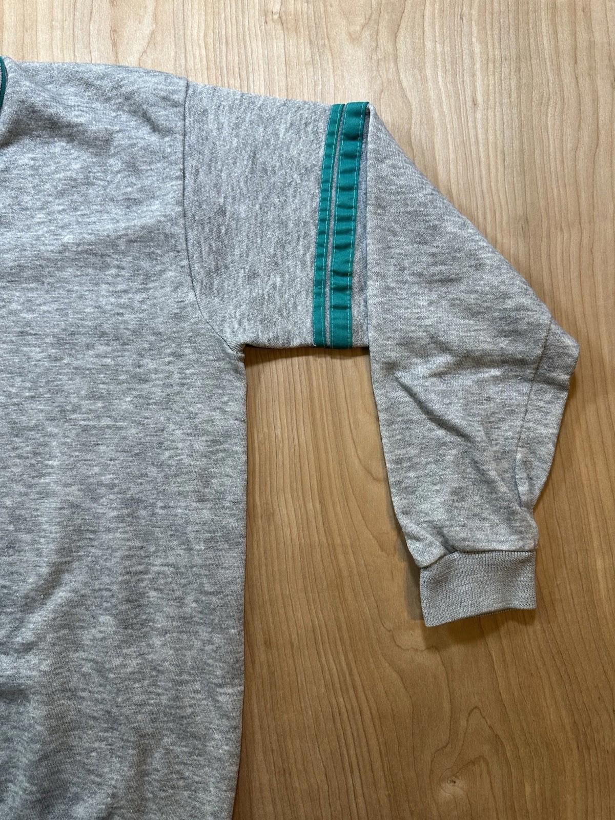 vintage 80's GAP V neck SWEATSHIRT jumper SPORTY STRIPES grey LARGE made in USA