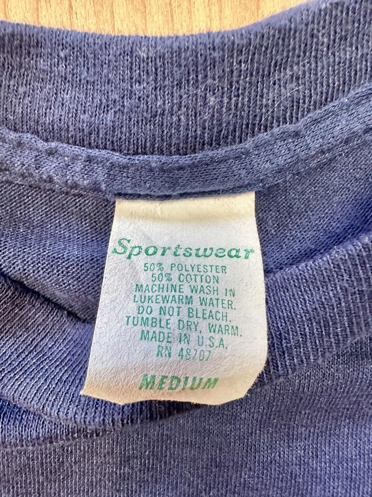 vintage sportswear single stitch 1980's fraternity T SHIRT college navy blue