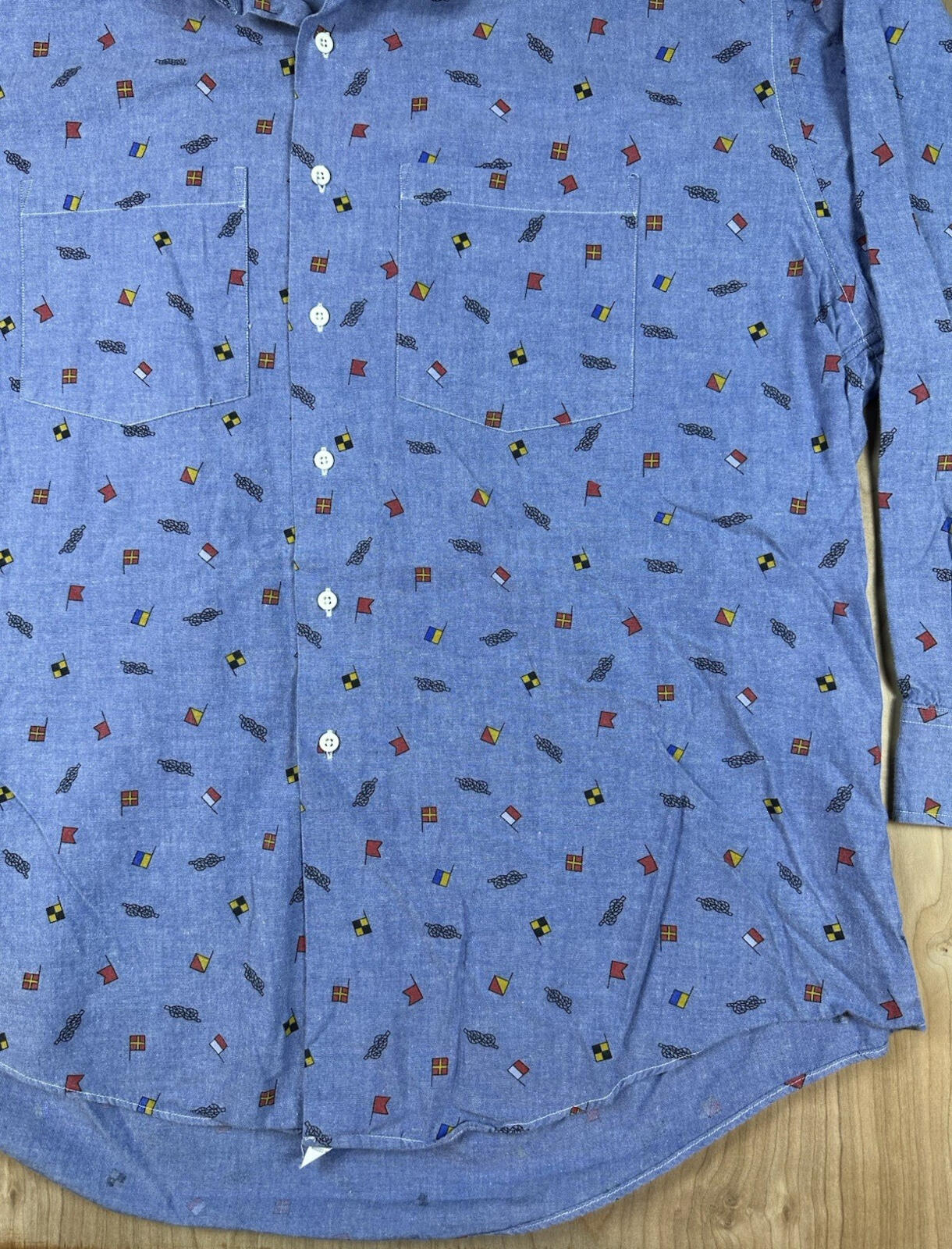 vintage 80's CHAMBRAY nautical theme BUTTON DOWN xtra large CREGOS stone harbor